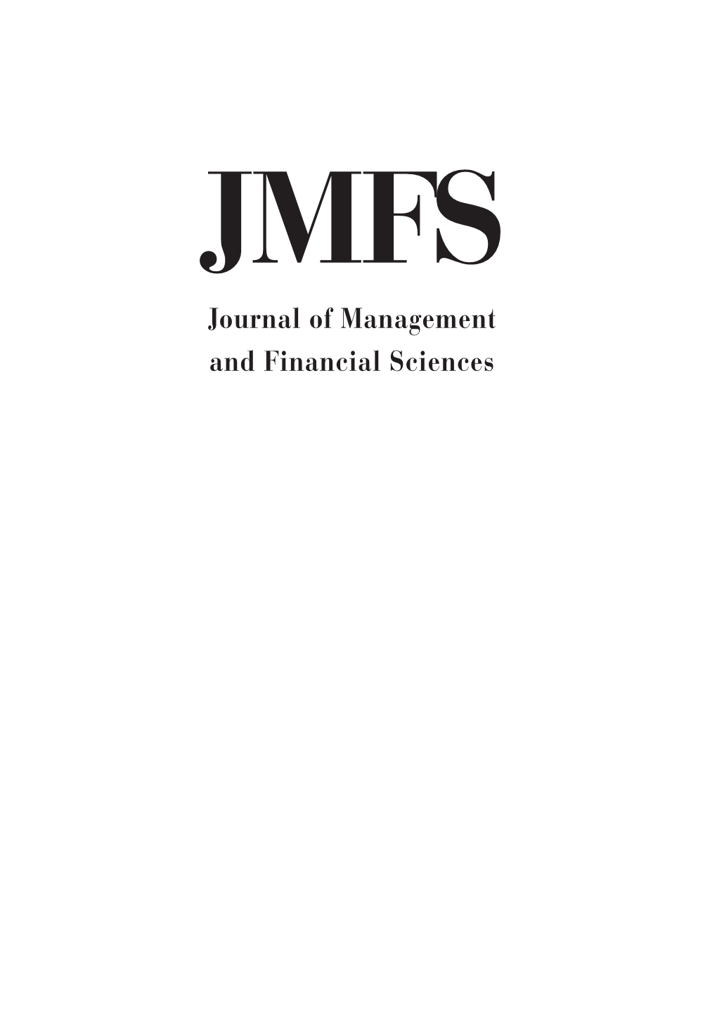 Journal of Management and Financial Sciences