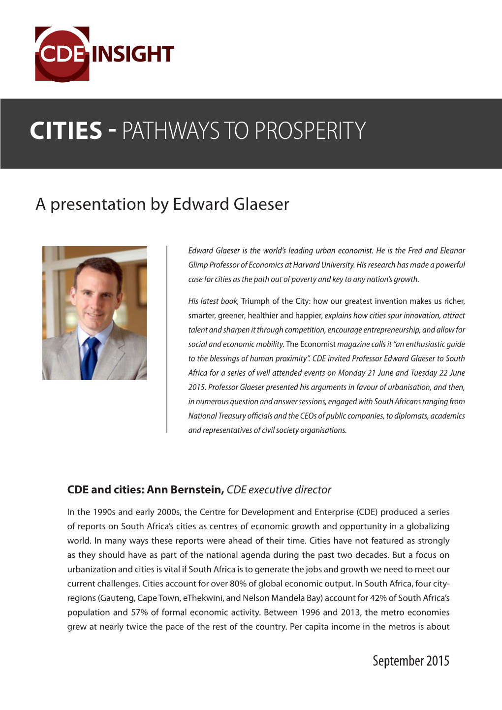 Cities - Pathways to Prosperity