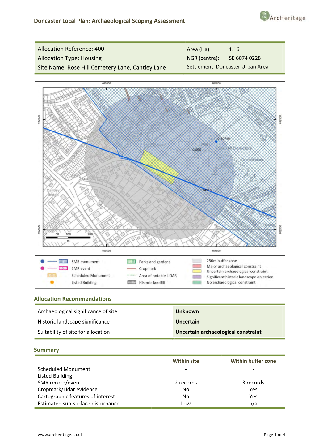 Doncaster Local Plan: Archaeological Scoping Assessment Allocation