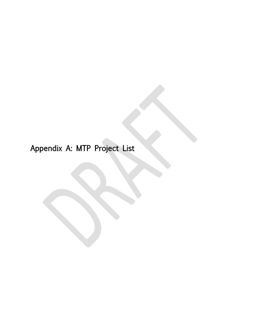 Appendix A: MTP Project List Connections 2040 MTP Project Listing by Project Type, Then Project Title Publicly Funded Projects (Federal, State & Local)
