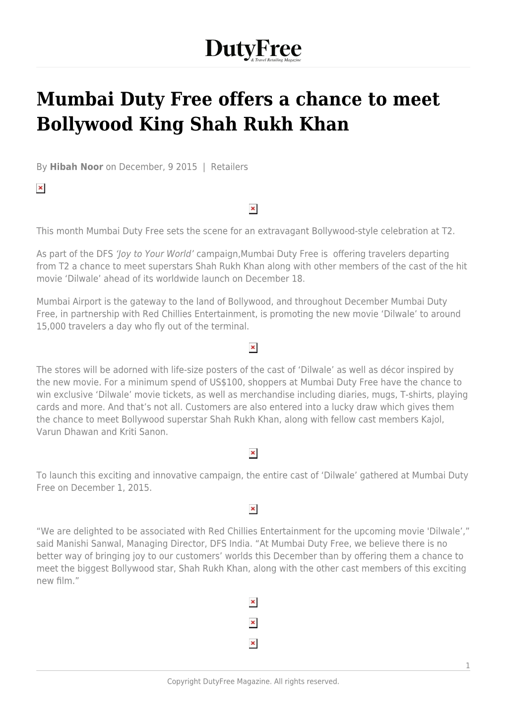 Mumbai Duty Free Offers a Chance to Meet Bollywood King Shah Rukh Khan