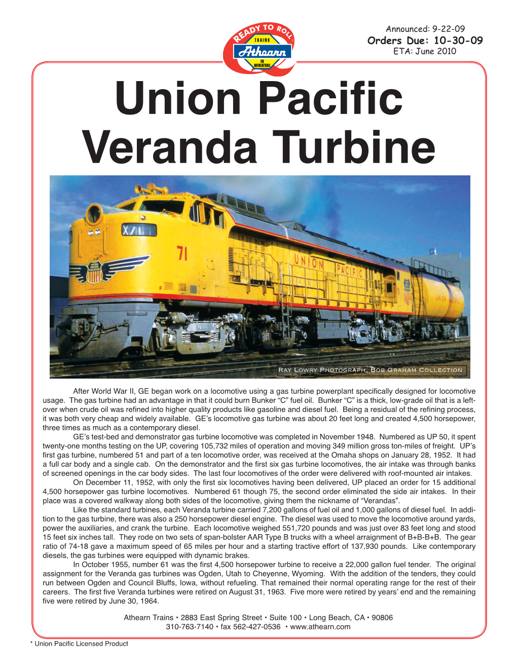 Union Pacific Veranda Turbine