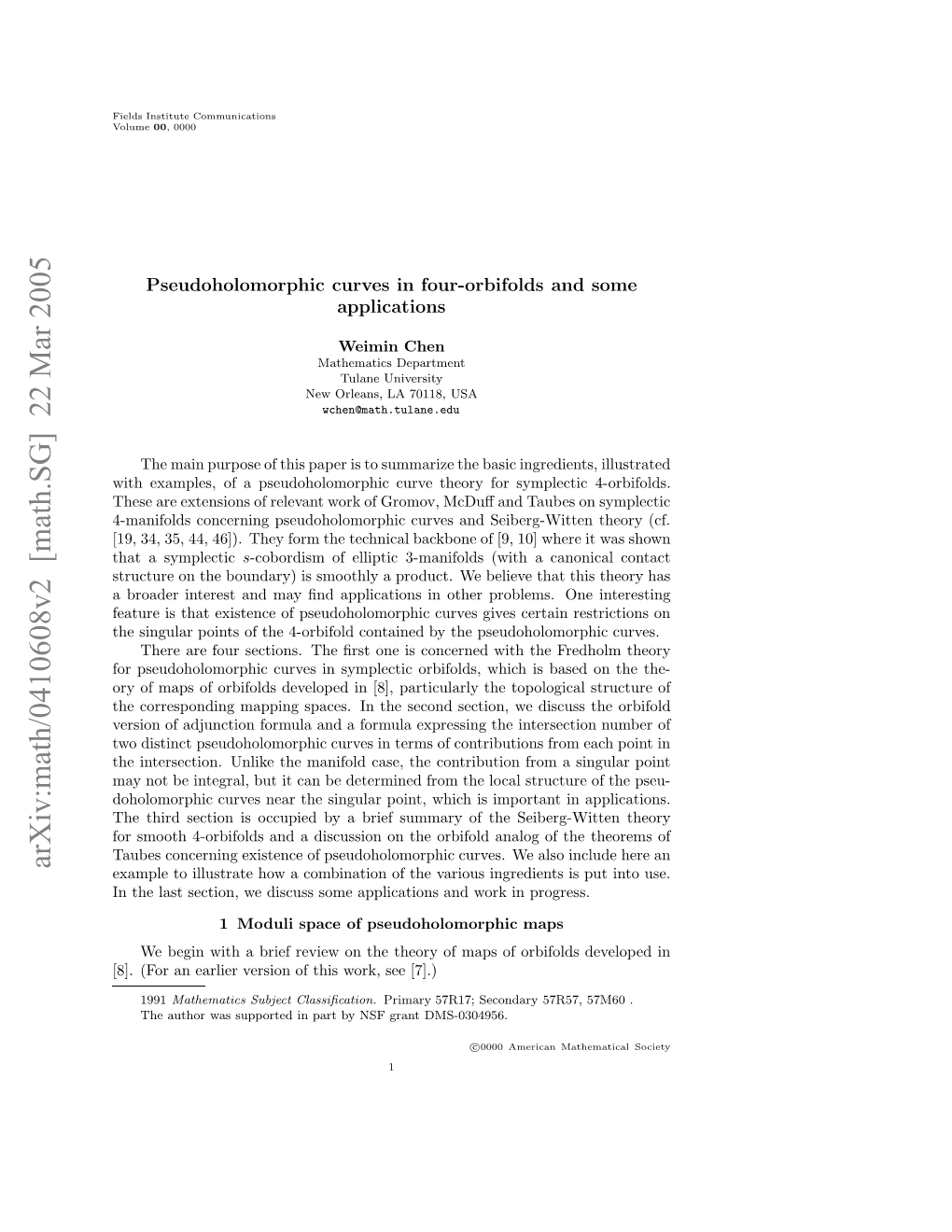 Arxiv:Math/0410608V2 [Math.SG] 22 Mar 2005