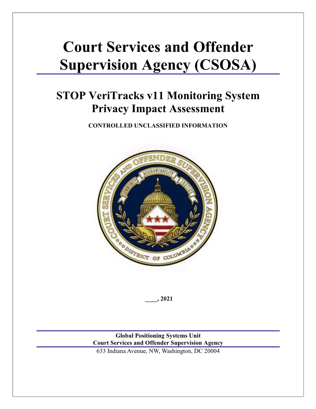 Veritracks Privacy Impact Assessment