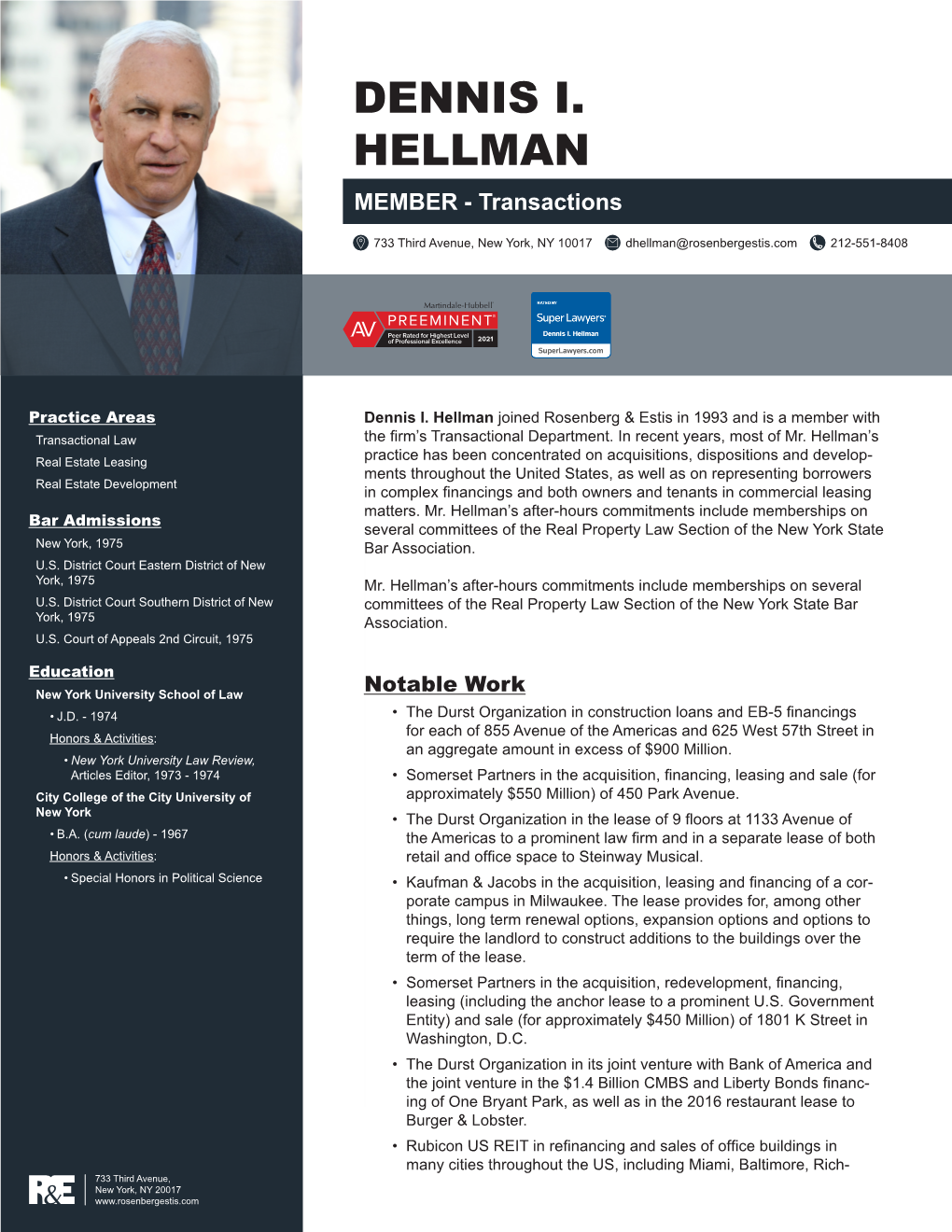 DENNIS I. HELLMAN MEMBER - Transactions