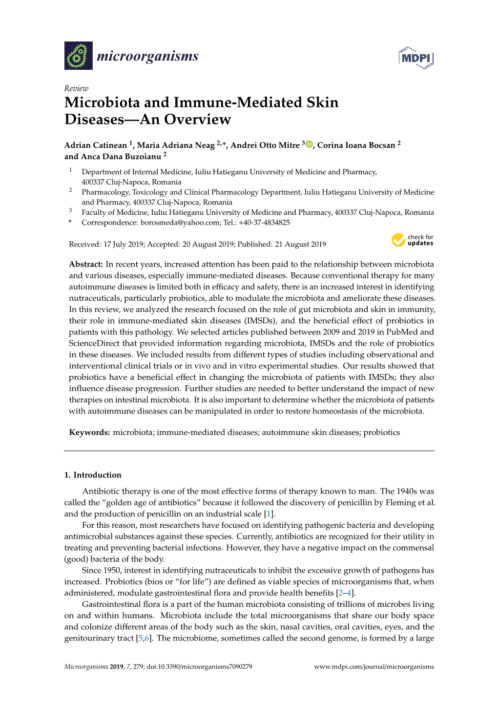 Microbiota and Immune-Mediated Skin Diseases—An Overview