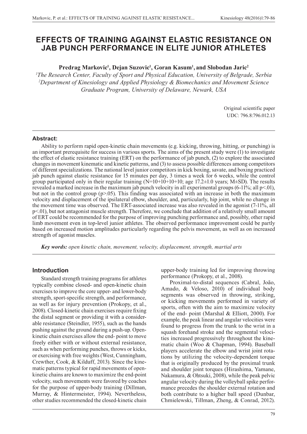 Effects of Training Against Elastic Resistance on Jab Punch Performance in Elite Junior Athletes