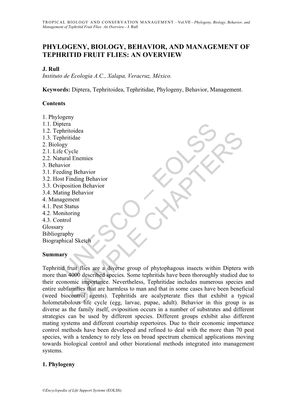 Phylogeny, Biology, Behavior, and Management of Tephritid Fruit Flies: an Overview - J