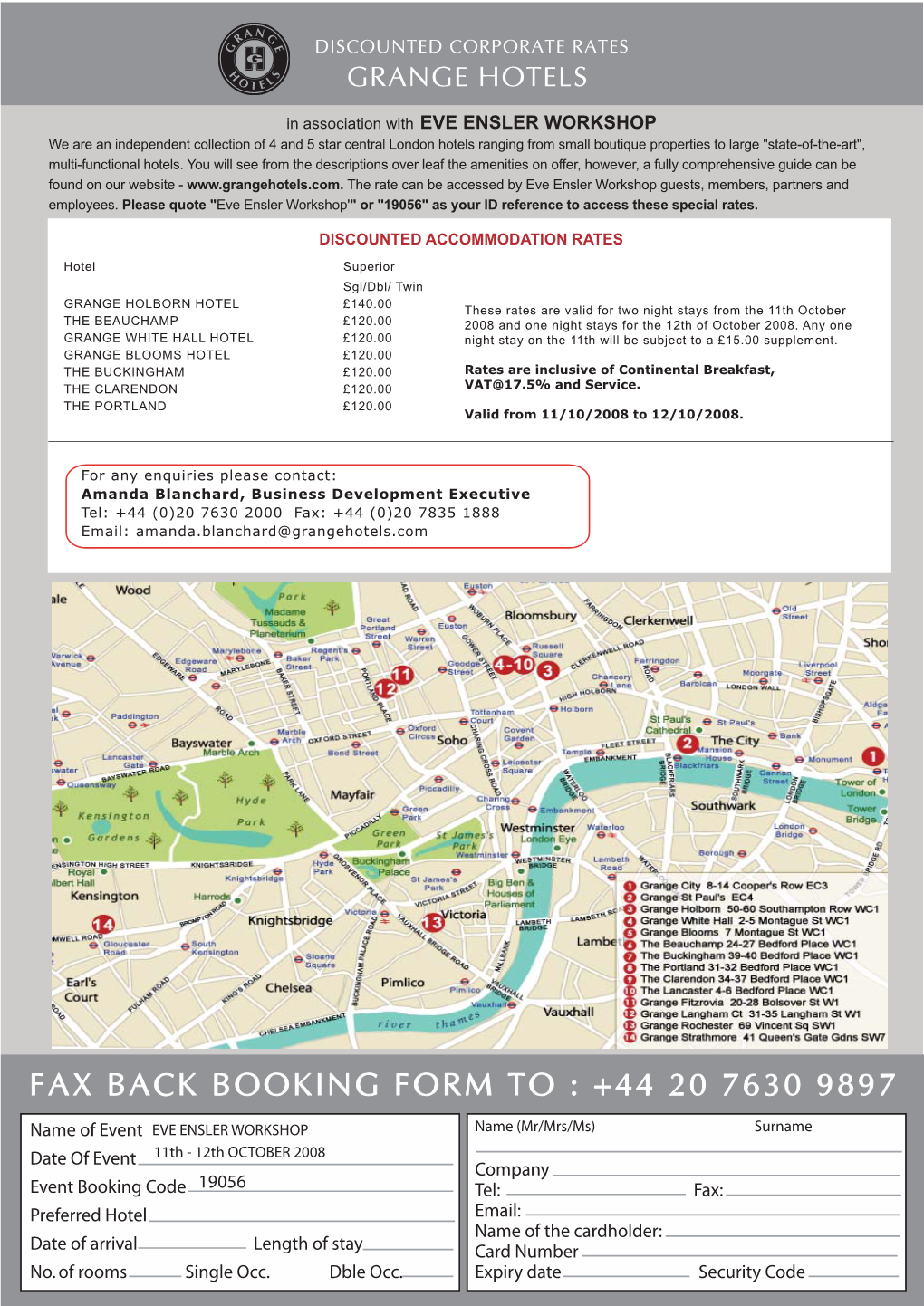 Fax Back Booking Form To