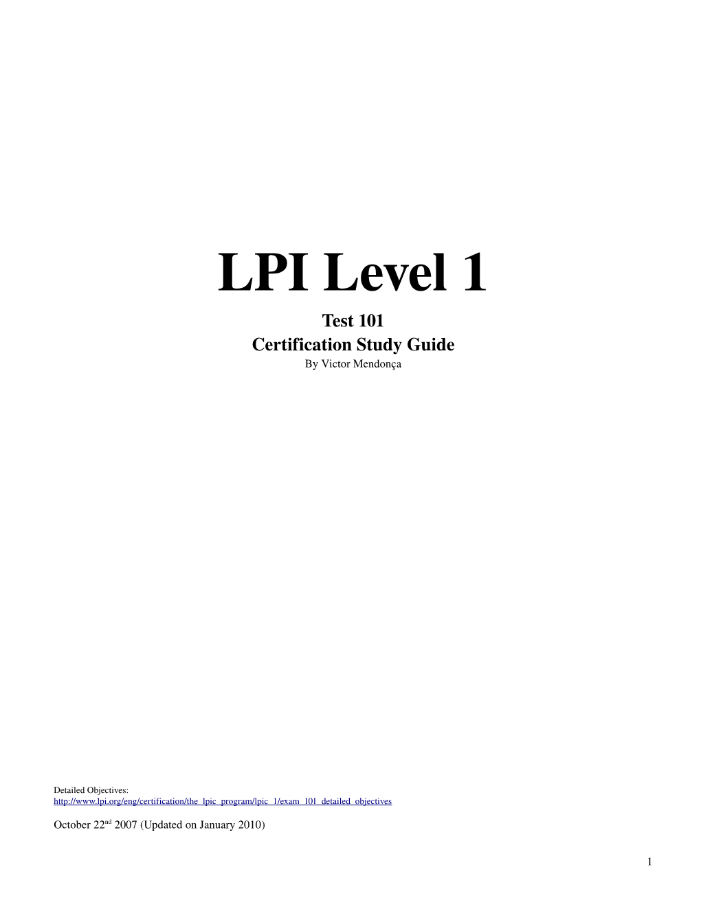 LPI Level 1 Test 101 Certification Study Guide by Victor Mendonça