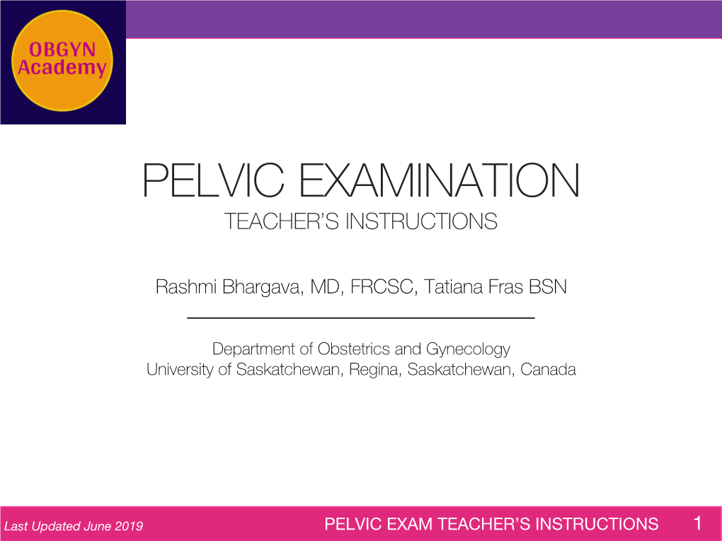 Pelvic Exam OBGYN Academy Version Final