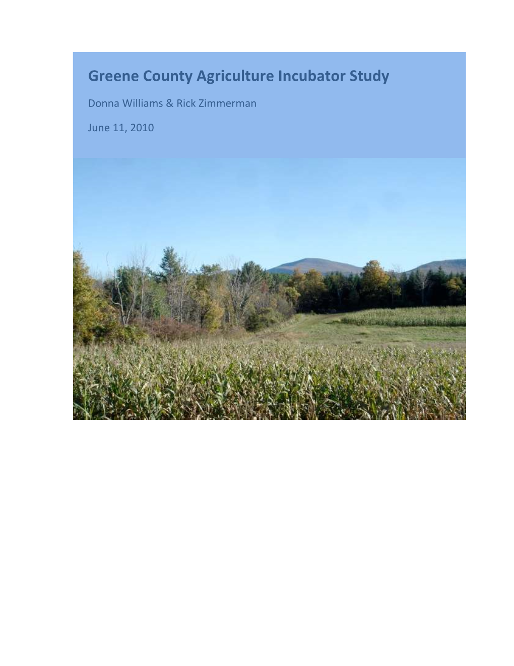 Greene County Agriculture Incubator Study