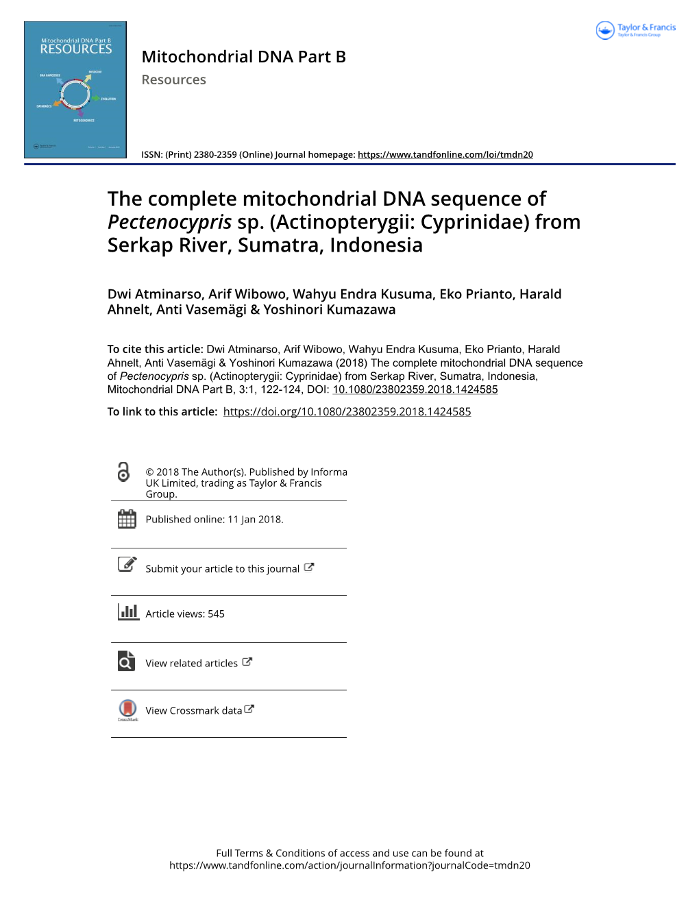 The Complete Mitochondrial DNA Sequence of Pectenocypris Sp