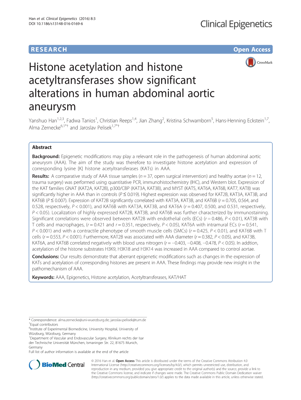 Histone Acetylation and Histone Acetyltransferases Show Significant