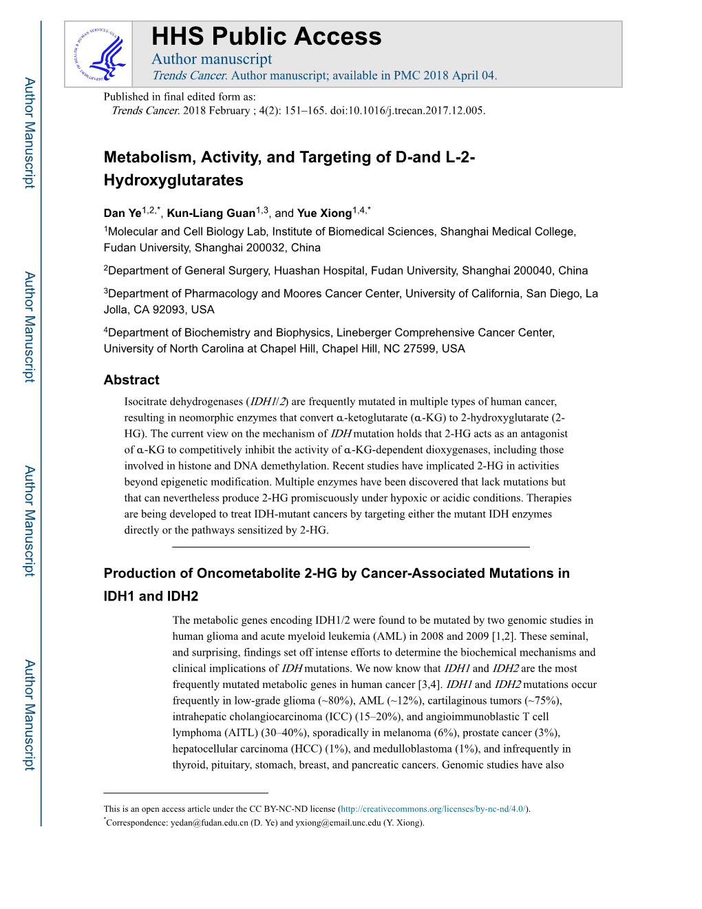 Metabolism, Activity, and Targeting of D-And L-2-Hydroxyglutarates