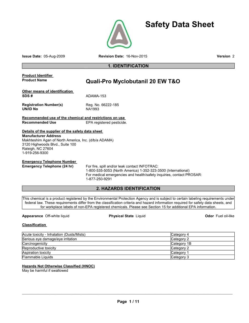 Safety Data Sheet