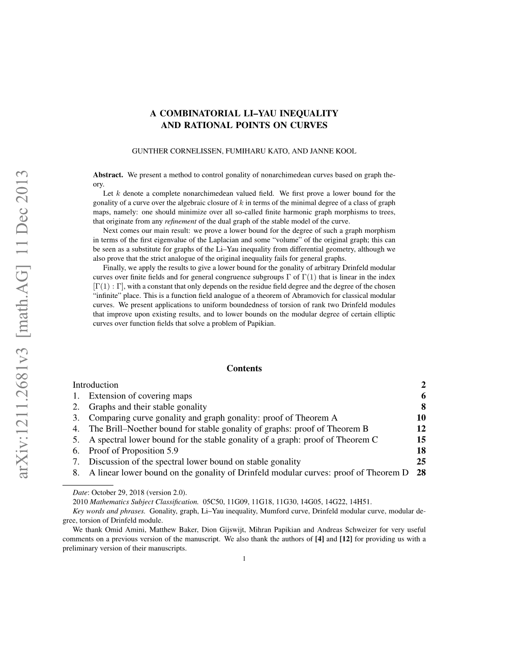 A Combinatorial Li-Yau Inequality and Rational Points on Curves