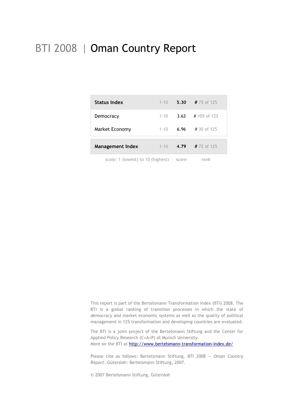 BTI 2008 | Oman Country Report