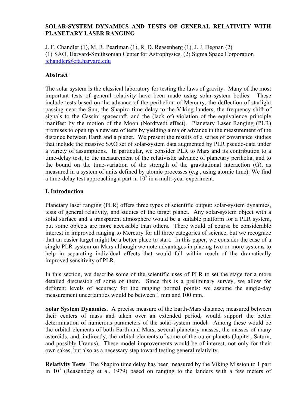 Solar-System Dynamics and Tests of General Relativity with Planetary Laser Ranging