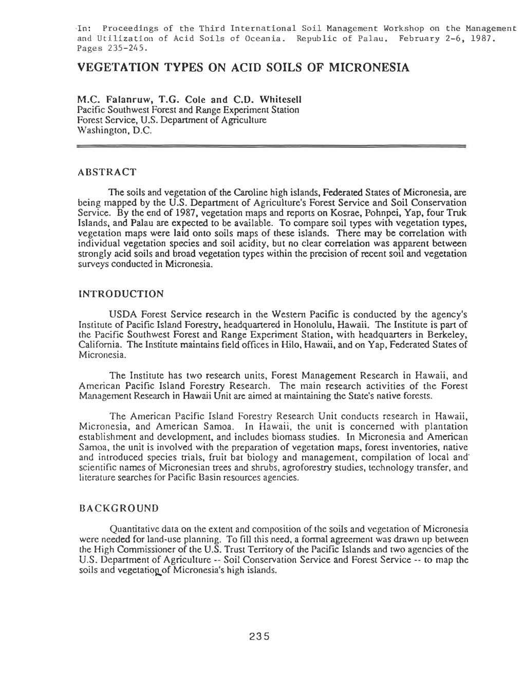 Vegetation Types on Acid Soils of Micronesia