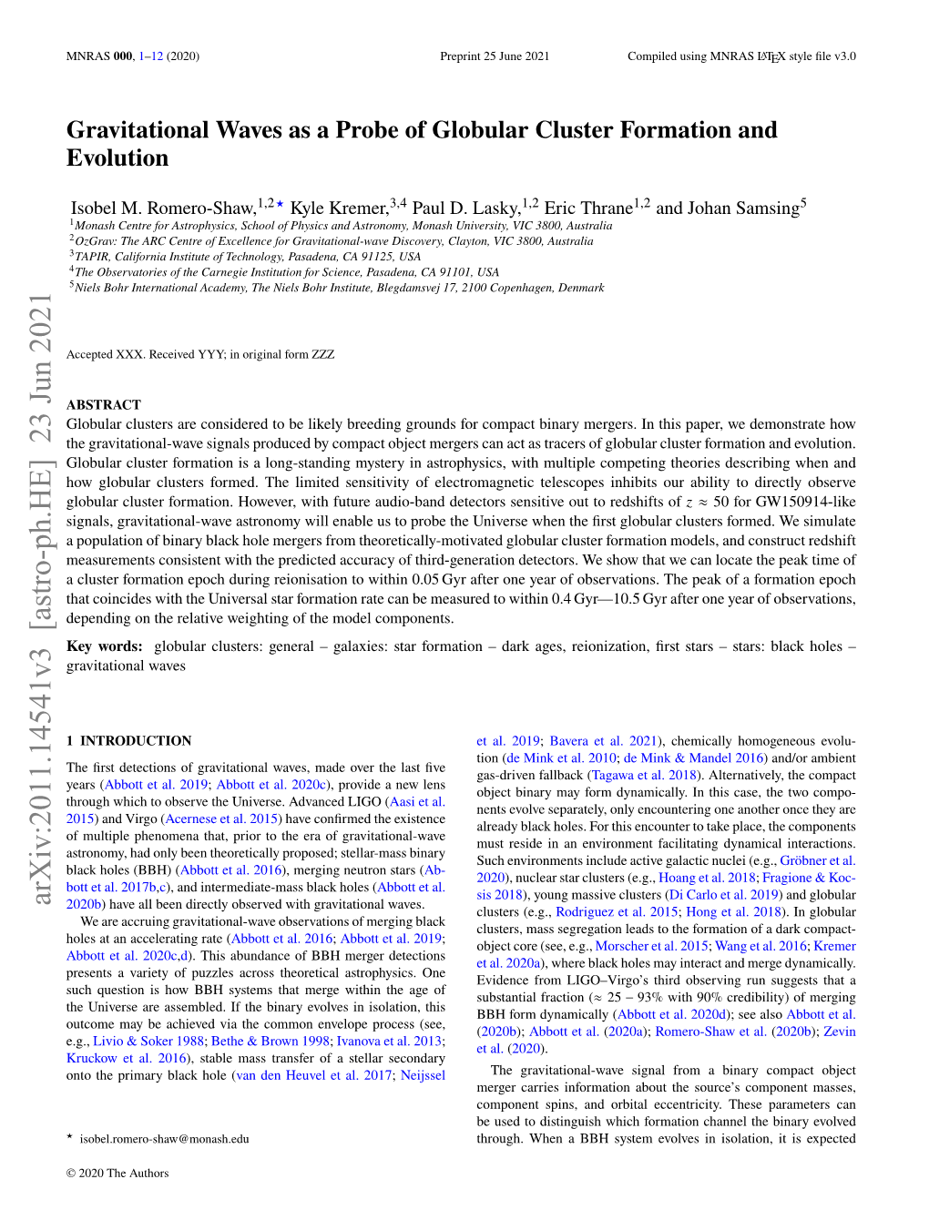 Arxiv:2011.14541V3 [Astro-Ph.HE] 23 Jun 2021 2020B) Have All Been Directly Observed with Gravitational Waves