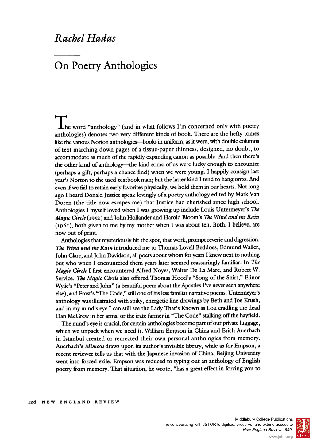 On Poetry Anthologies