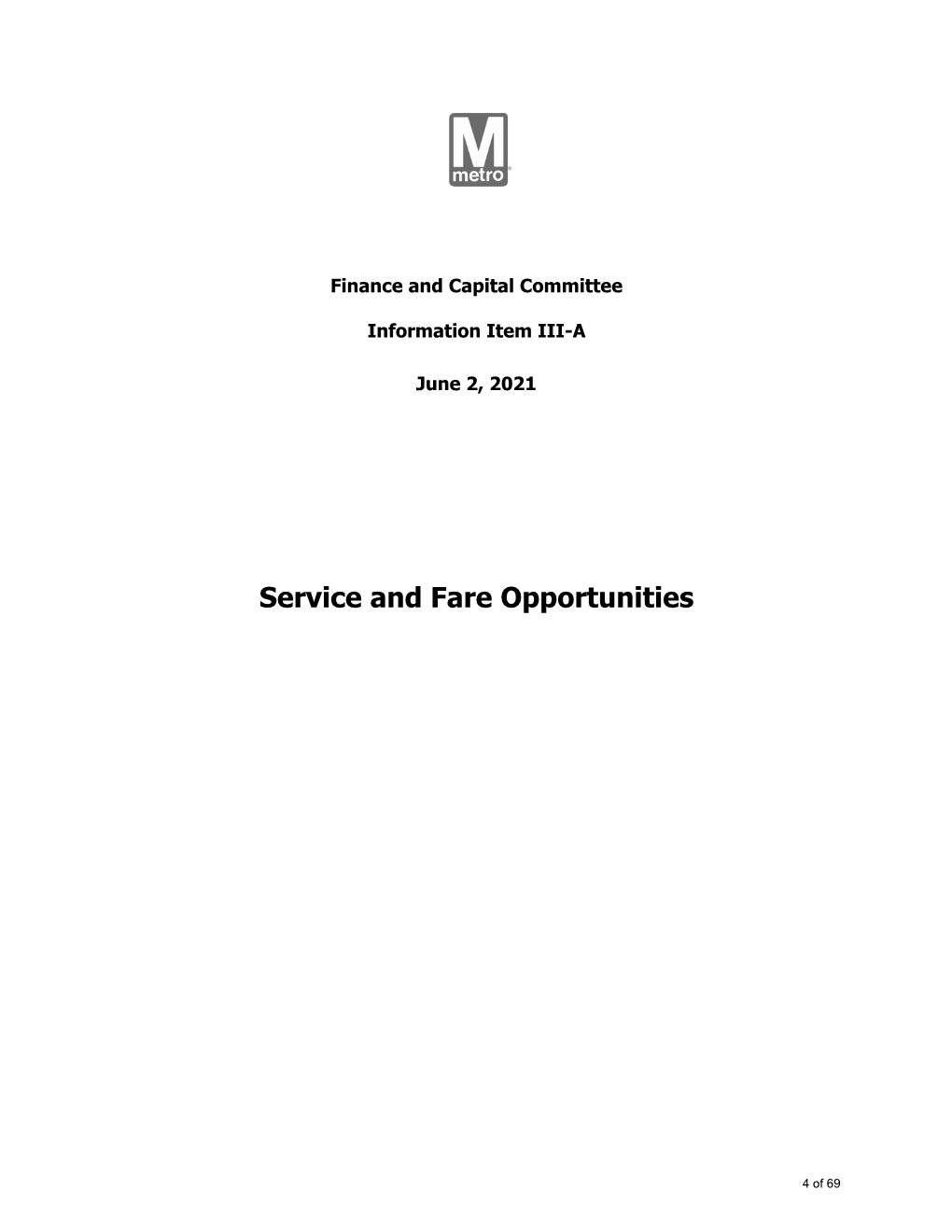 Service and Fare Opportunities