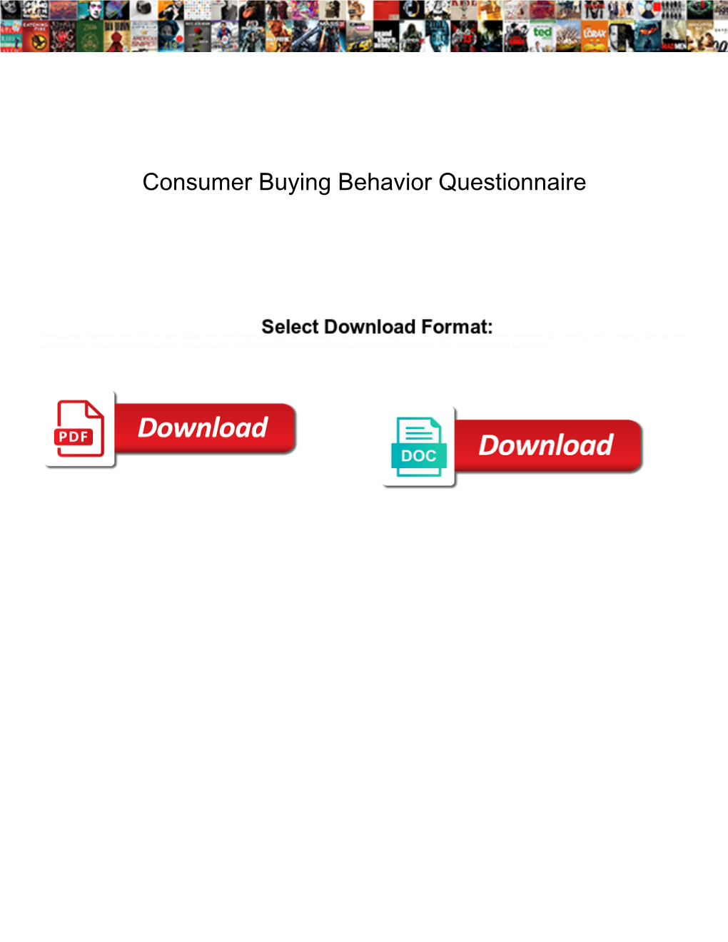 Consumer Buying Behavior Questionnaire