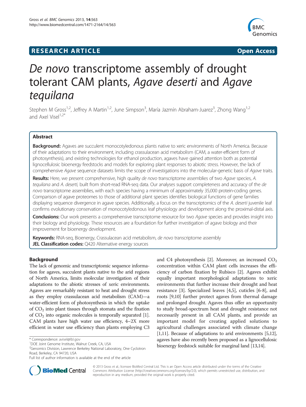 De Novo Transcriptome Assembly of Drought Tolerant