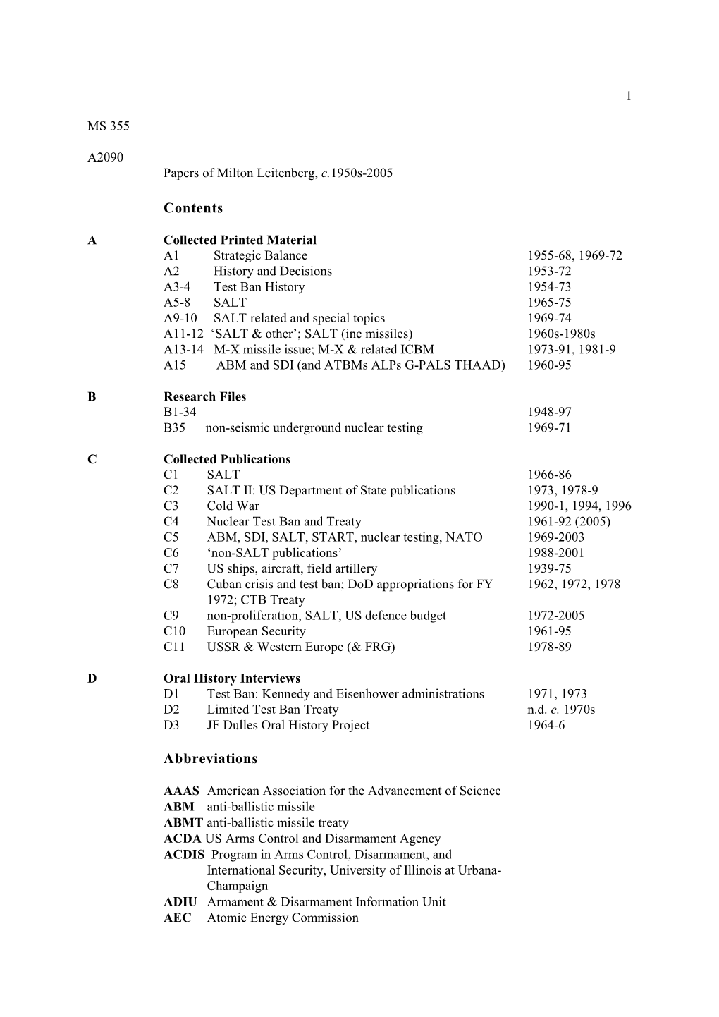 Contents Abbreviations