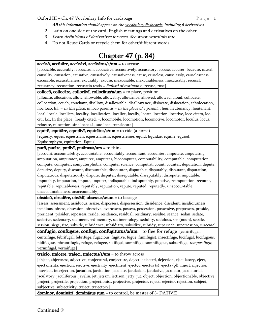 Oxford III Ch. 47 Vocabulary Info for Cards Page Page 4 s1