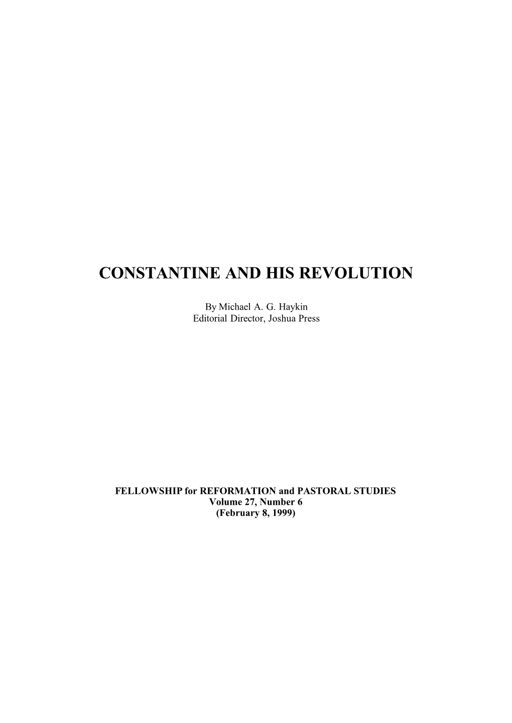 Constantine and His Revolution