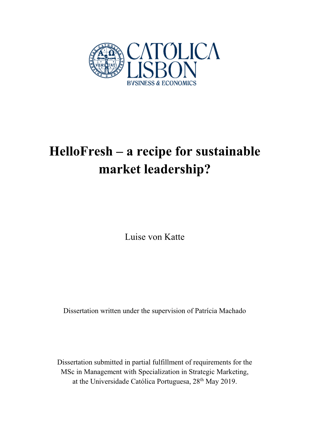 Hellofresh – a Recipe for Sustainable Market Leadership?