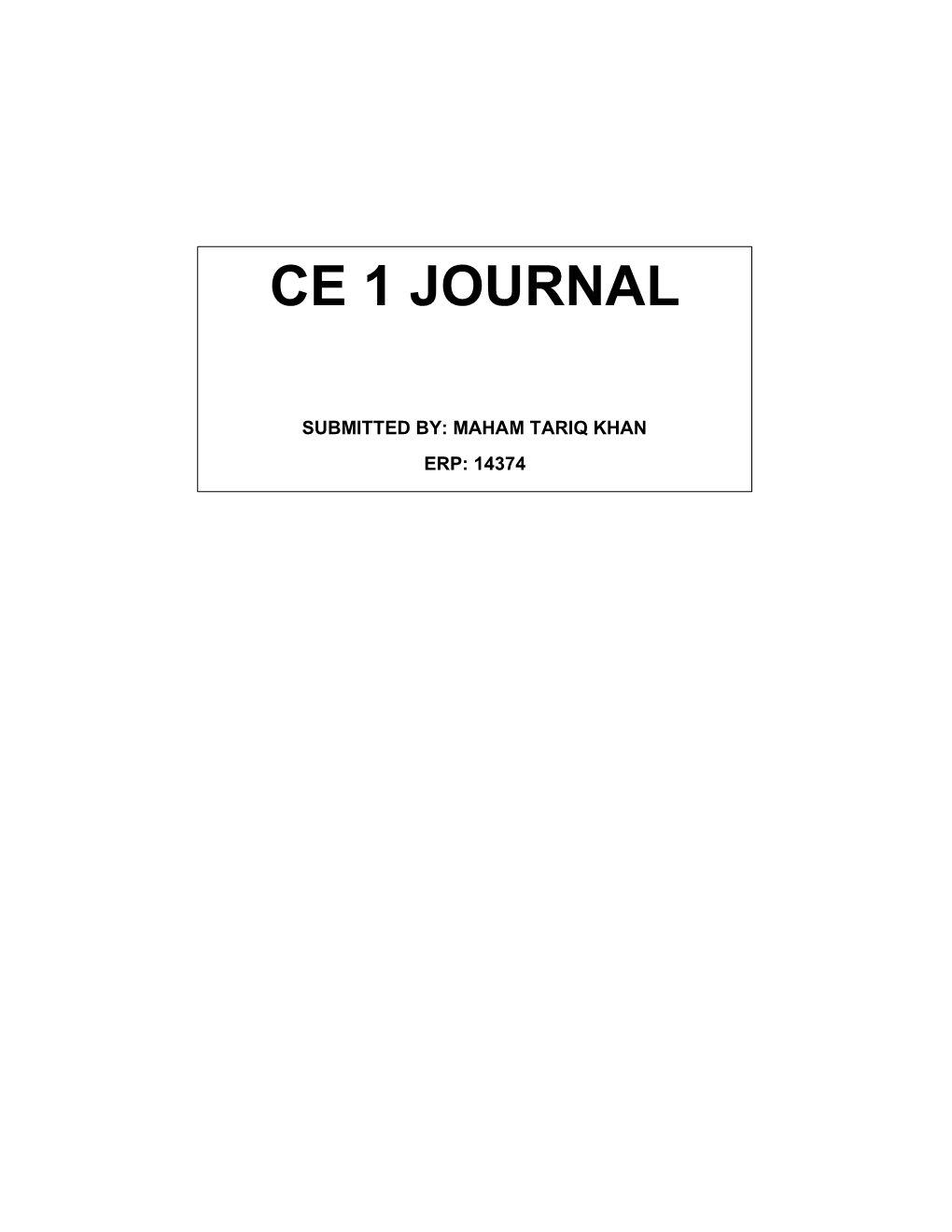 Ce 1 Journal