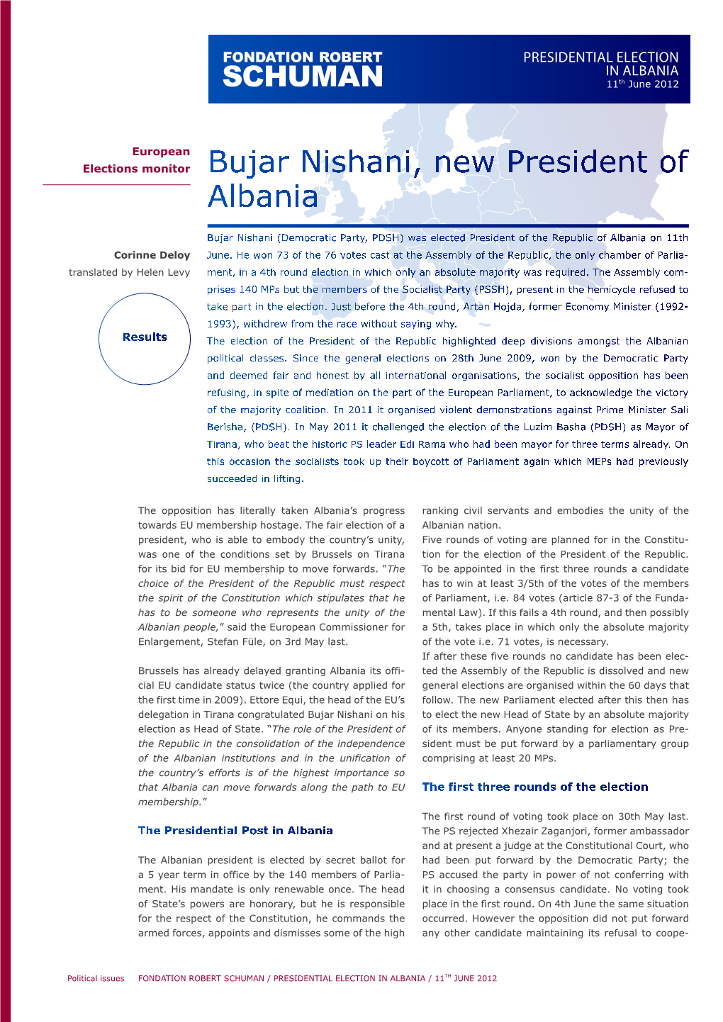 Bujar Nishani, New President of Albania