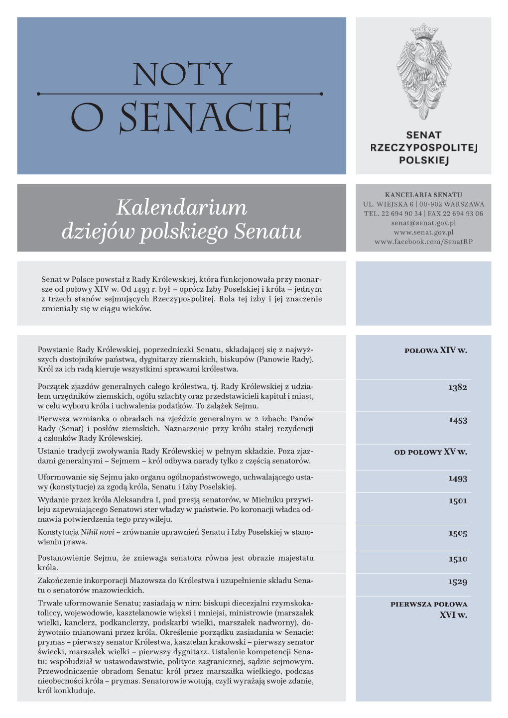 Kalendarium Dziejów Polskiego Senatu
