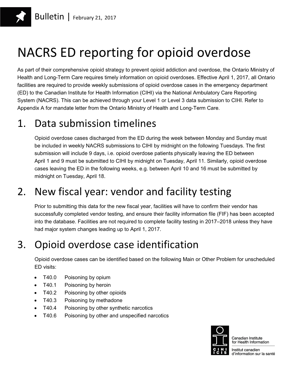 NACRS ED Reporting for Opioid Overdose