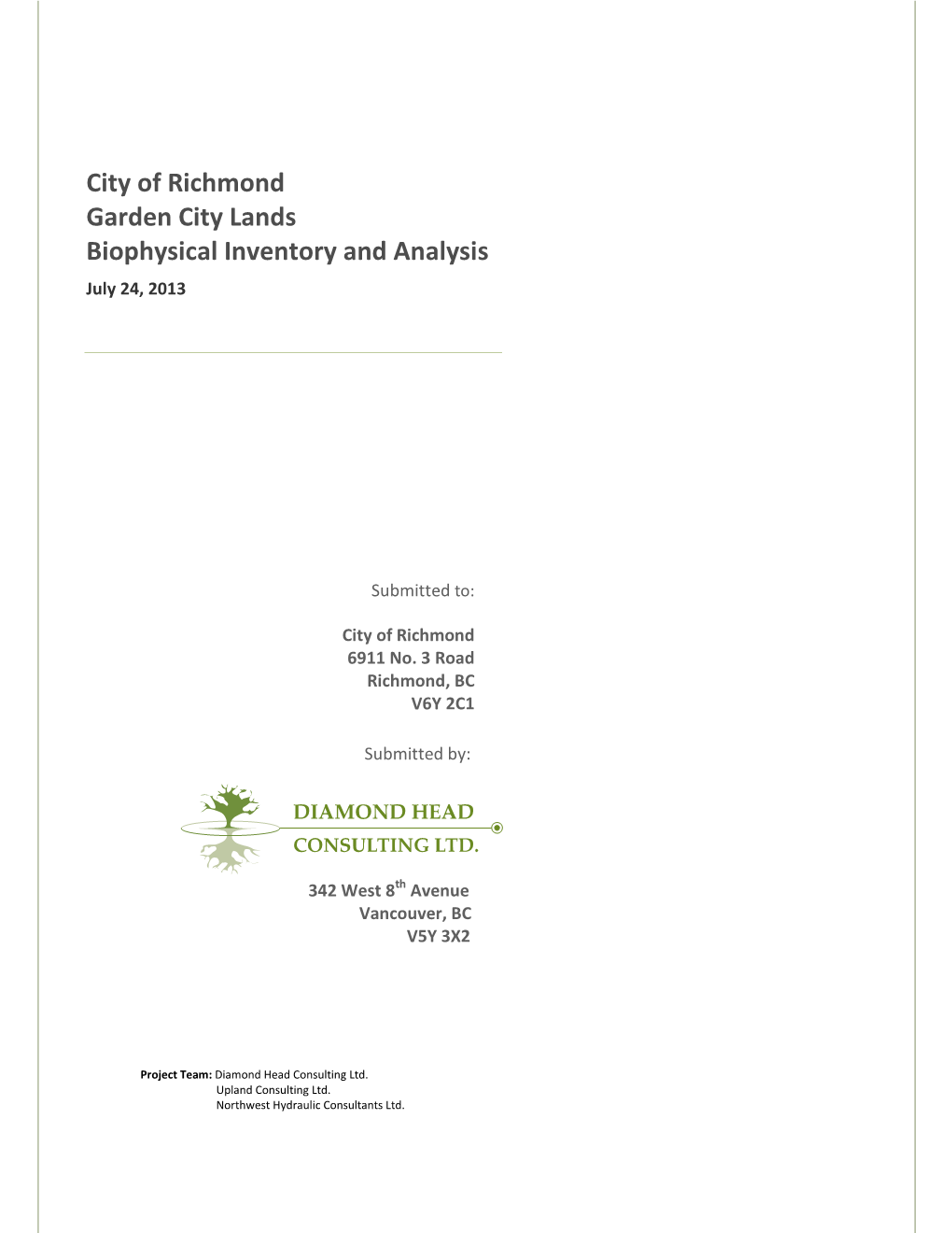 City of Richmond Garden City Lands Biophysical Inventory and Analysis