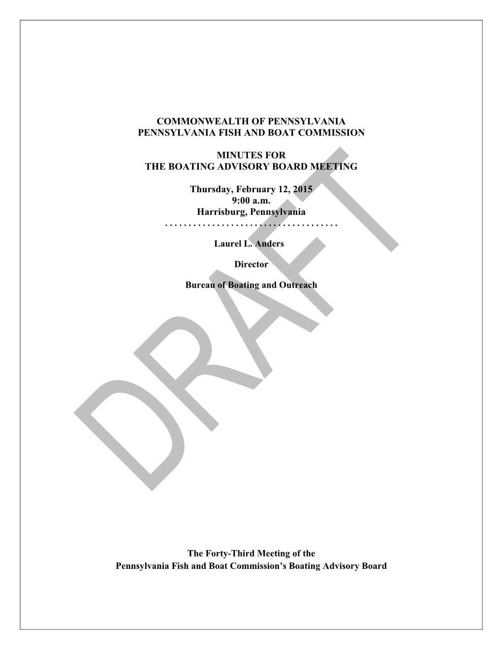 Proposed Rulemaking for an Amendment to Section 109.4 Which Would Have Prohibited Hydro Flying Devices on Commonwealth Waters