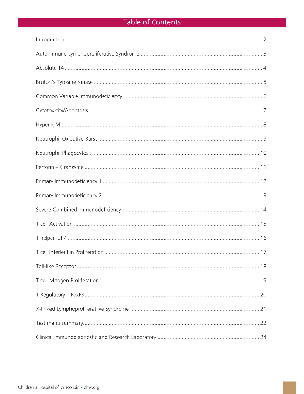 Table of Contents