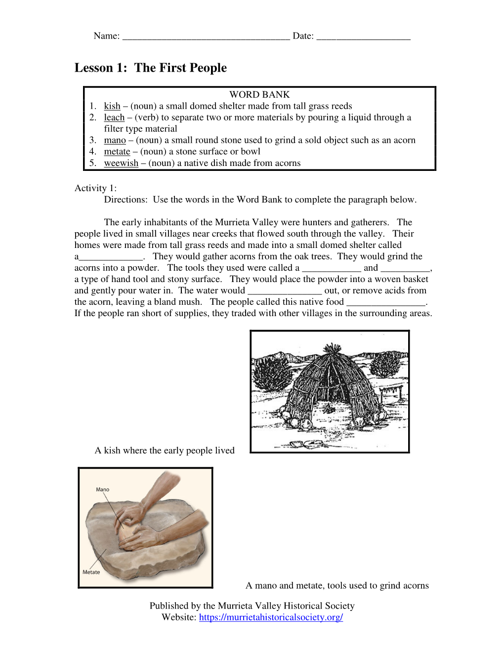 Lesson 1: the First People