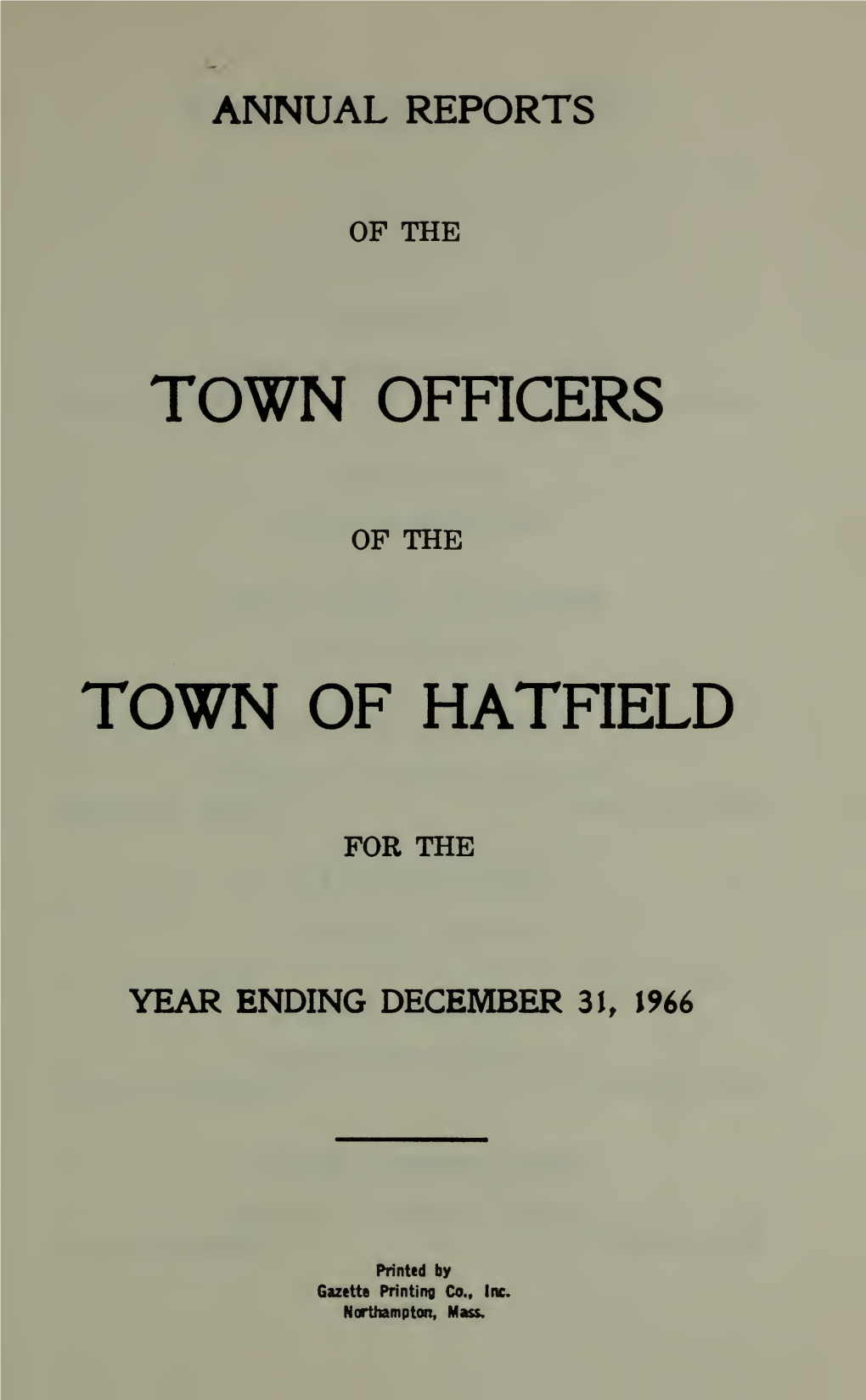 Hatfield Annual Town Report