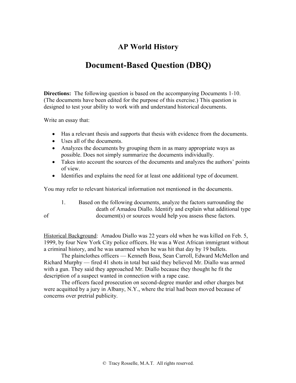 Document-Based Question (DBQ)