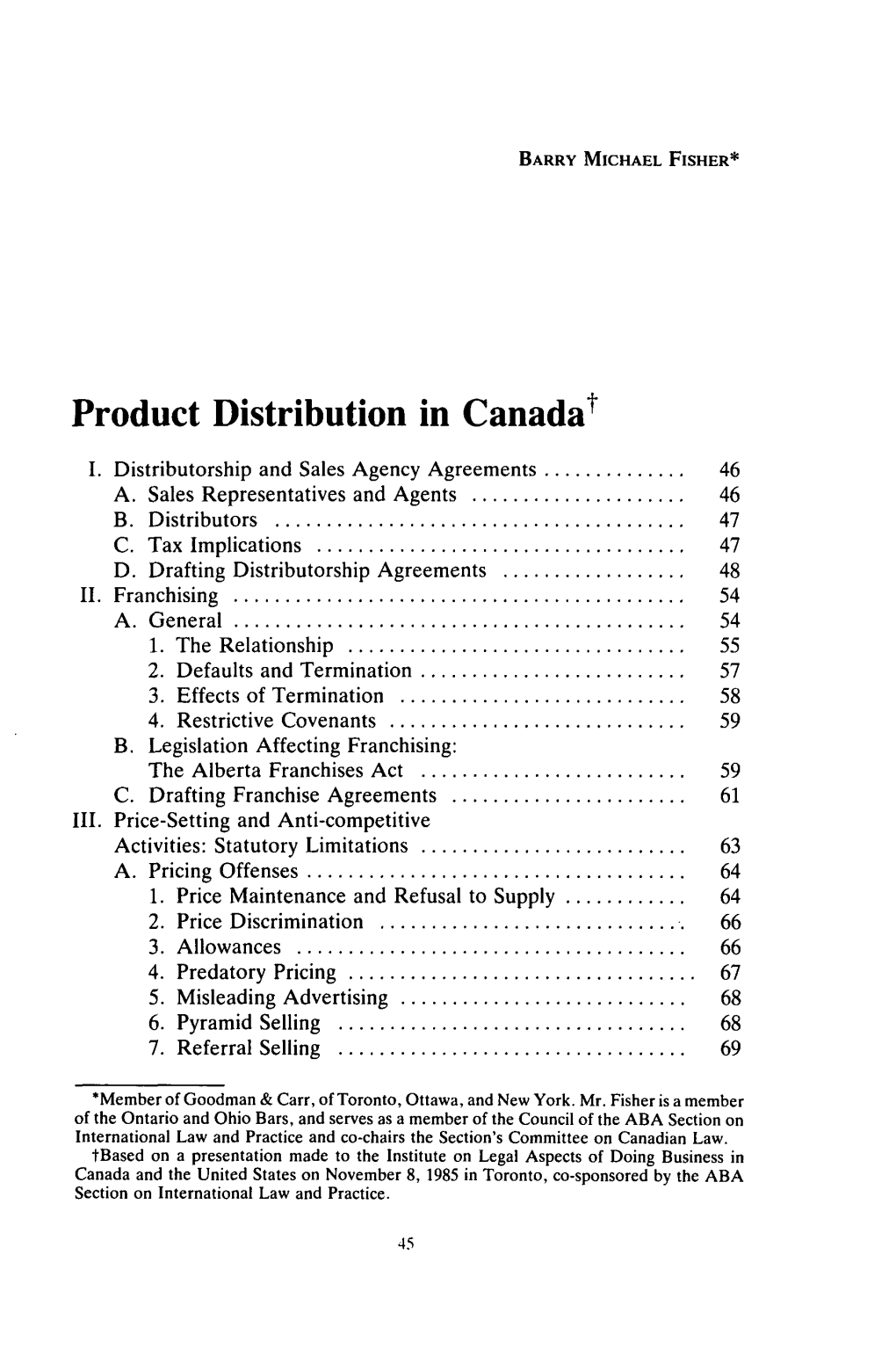 Product Distribution in Canadat