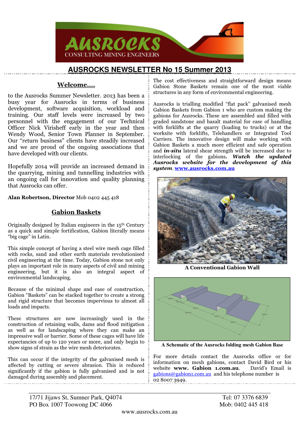 AUSROCKS NEWSLETTER No 15 Summer 2013