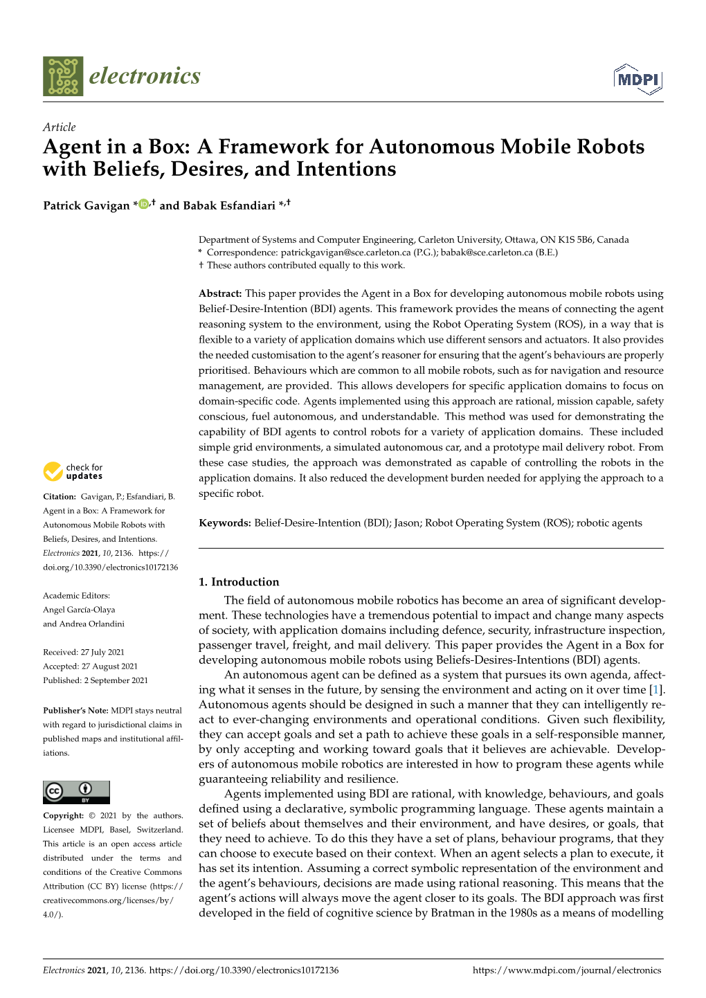 A Framework for Autonomous Mobile Robots with Beliefs, Desires, and Intentions