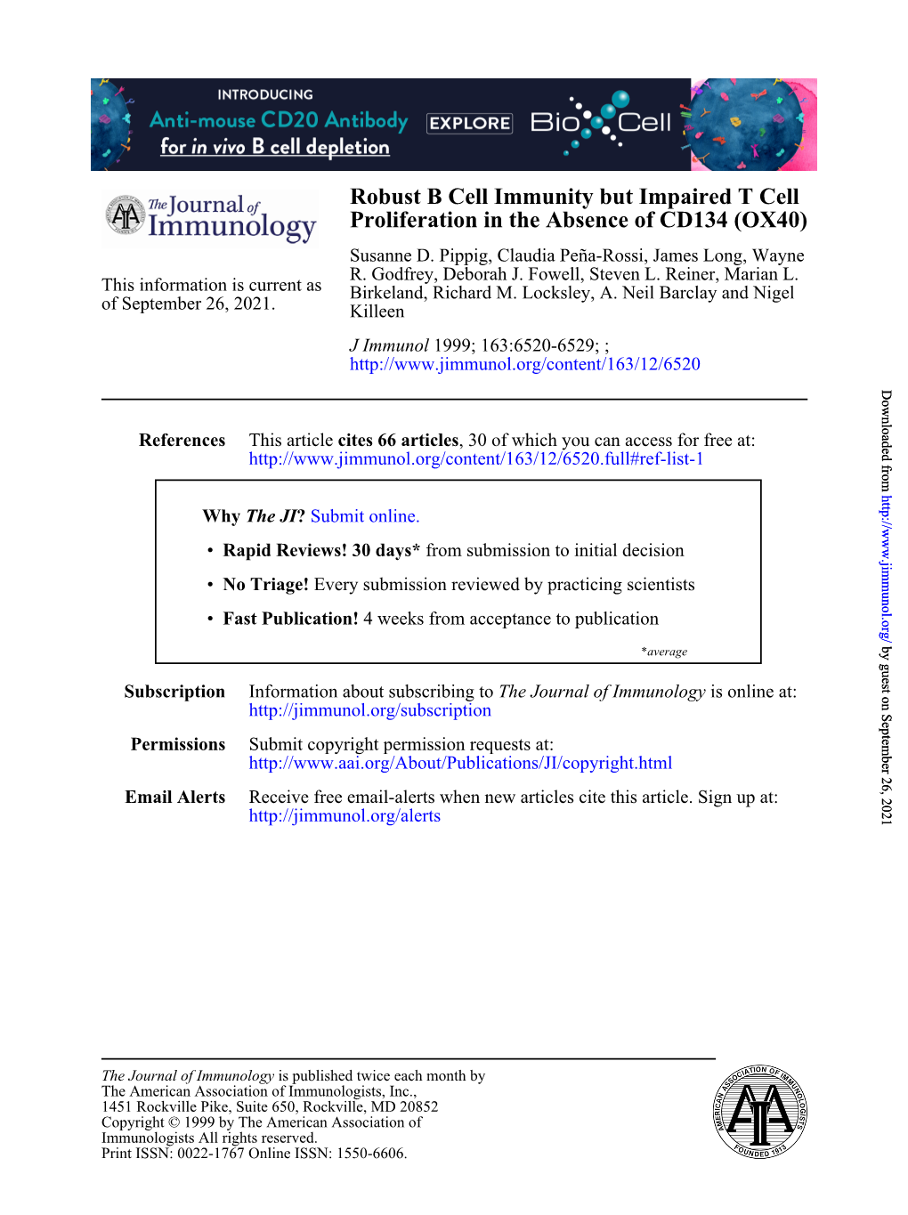 (OX40) Proliferation in the Absence of CD134 Robust B Cell Immunity But