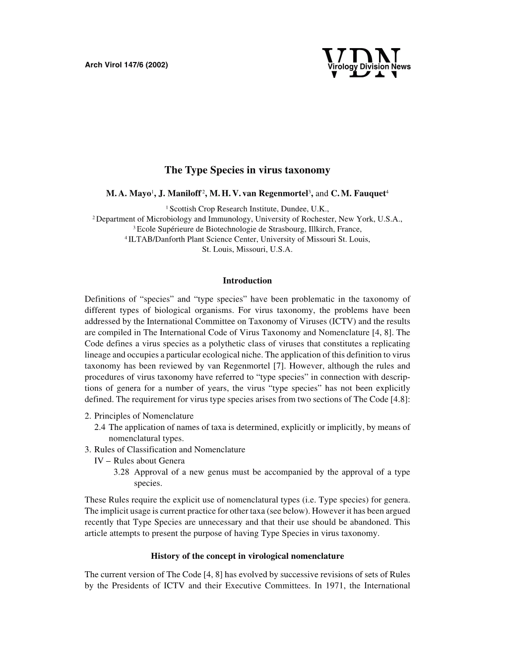 The Type Species in Virus Taxonomy