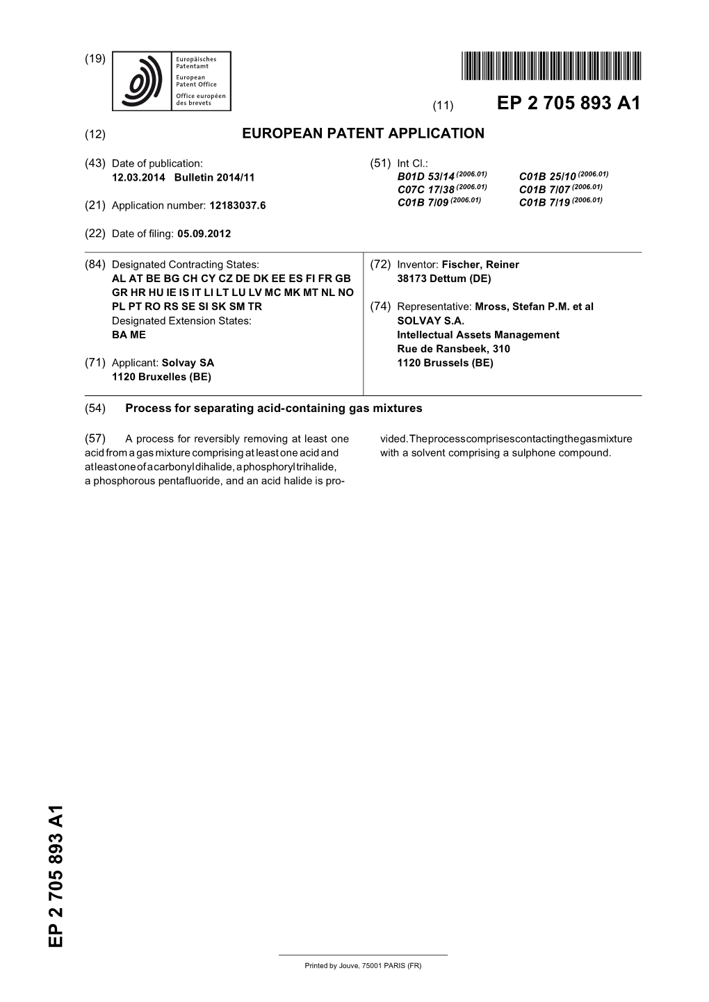 Process for Separating Acid-Containing Gas Mixtures