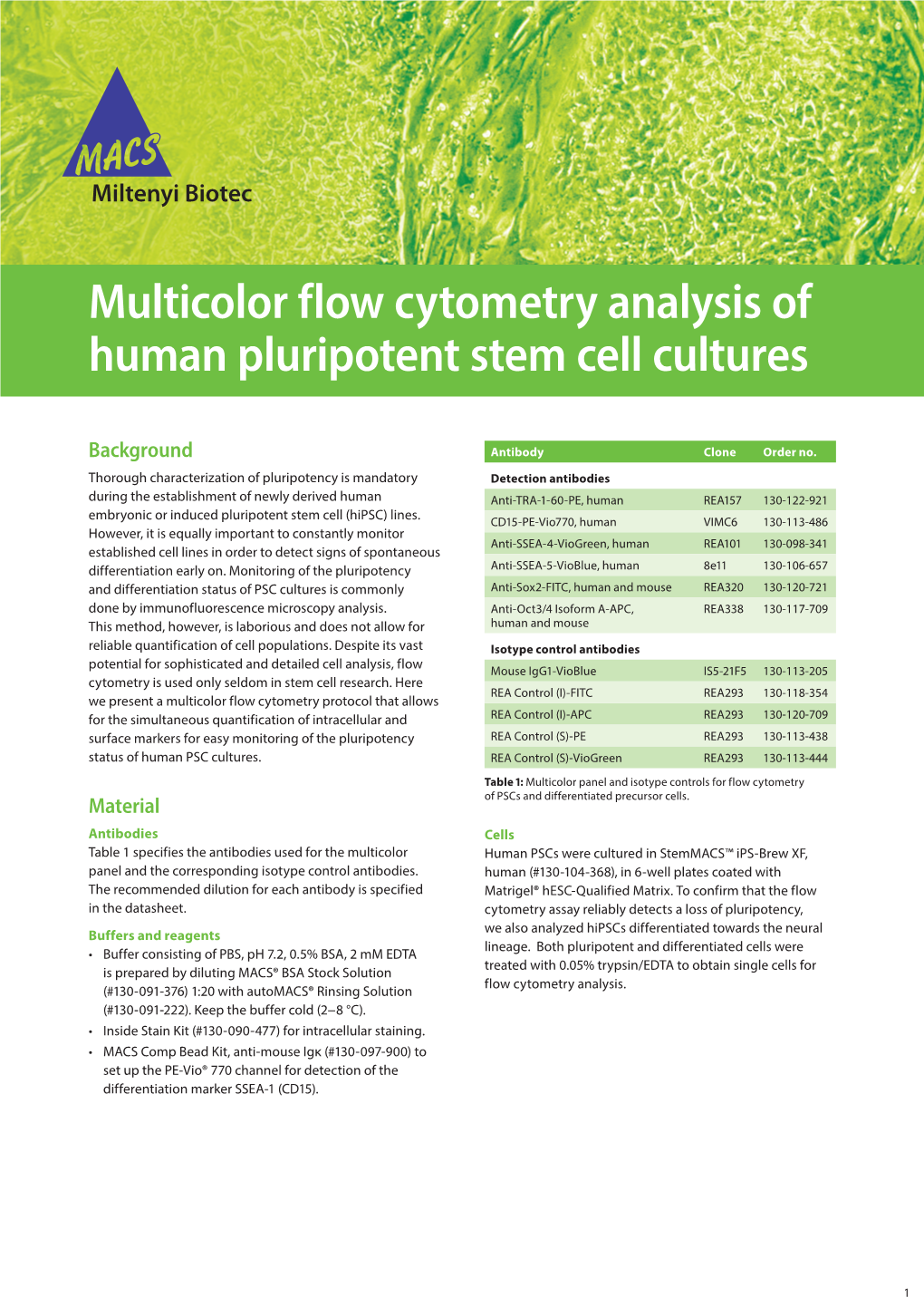 Multicolor Flow Cytometry Analysis of Human Pluripotent Stem Cell Cultures